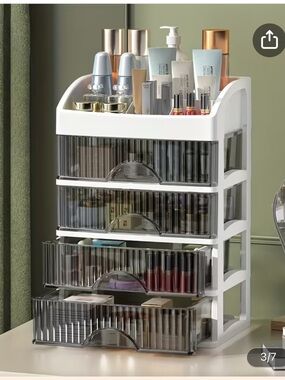 Clear & White Makeup Organizer - 4 Drawer Cosmetic Storage